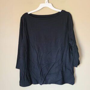 A New Day Women's Long Sleeve Boat Neck T-Shirt -  Size XL, Black